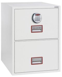 Photo Armoire ignifugée pour Dossiers suspendus 2 tiroirs - Anti-feu 1 H 30 - Serrure électronique PHOENIX FIRE FILE FS2252E