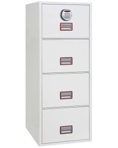 Photo Armoire ignifugée 1 H 30 - Dossiers suspendus 4 tiroirs - Serrure électronique PHOENIX FIRE FILE FS2254E